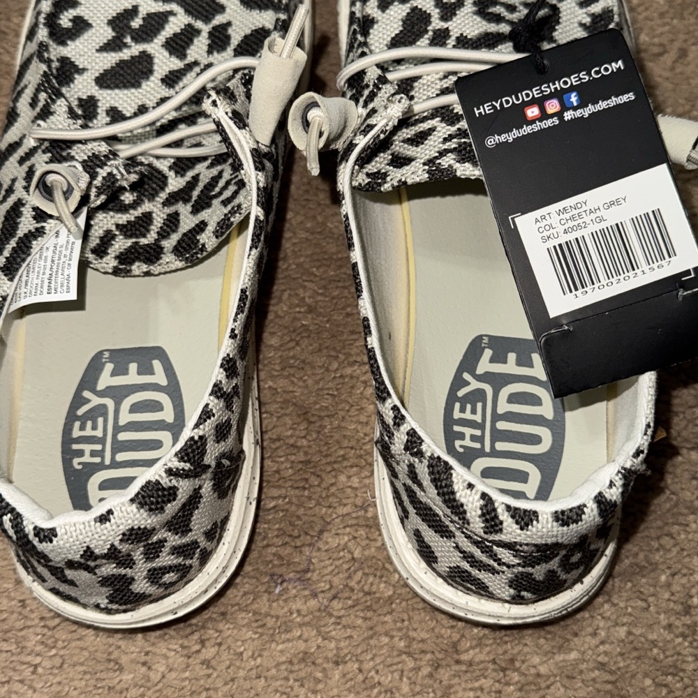 Hey Dude Black and cream Patterned Shoes